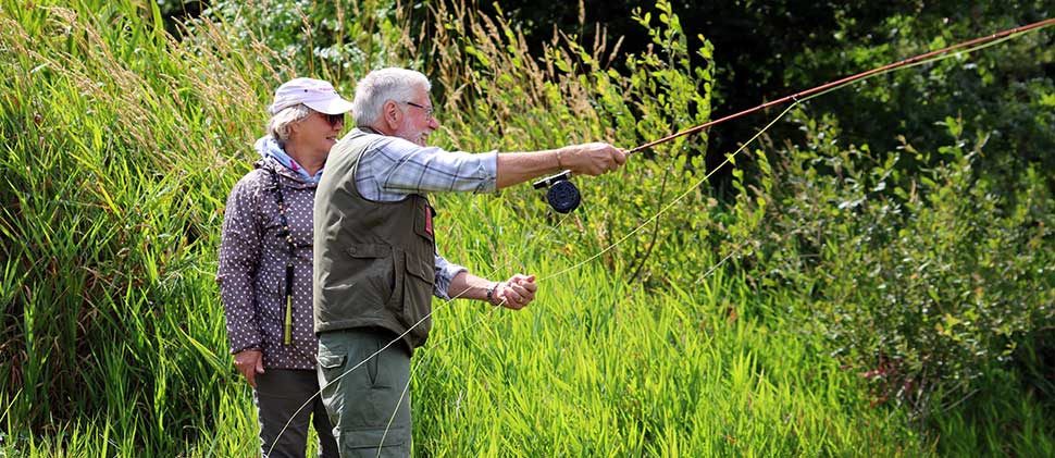 Elderly couple fishing at Hawkridge Reservoir