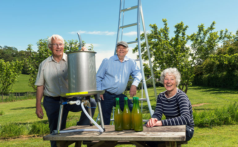 The Buttercross Community Orchard team with their new hydropress machine